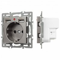 Розетка с заземлением и 2хUSB type A, без рамки Arlight SCT 043735