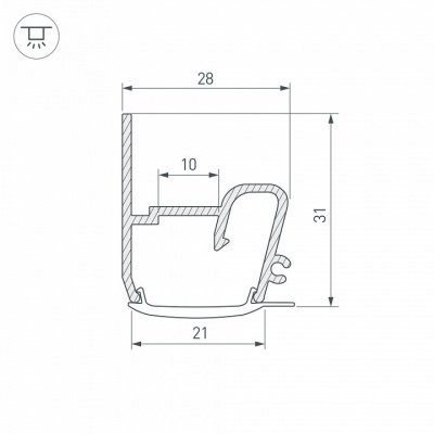 Профиль для контурной подсветки натяжного потолка Arlight STRETCH 040701, 2 метра