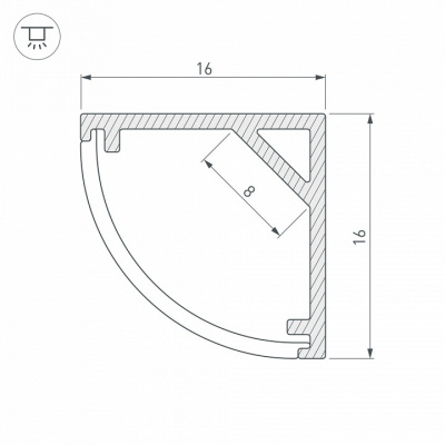 Профиль накладной Arlight SL-KANT-H16-2000ANOD 023723, 2 метра